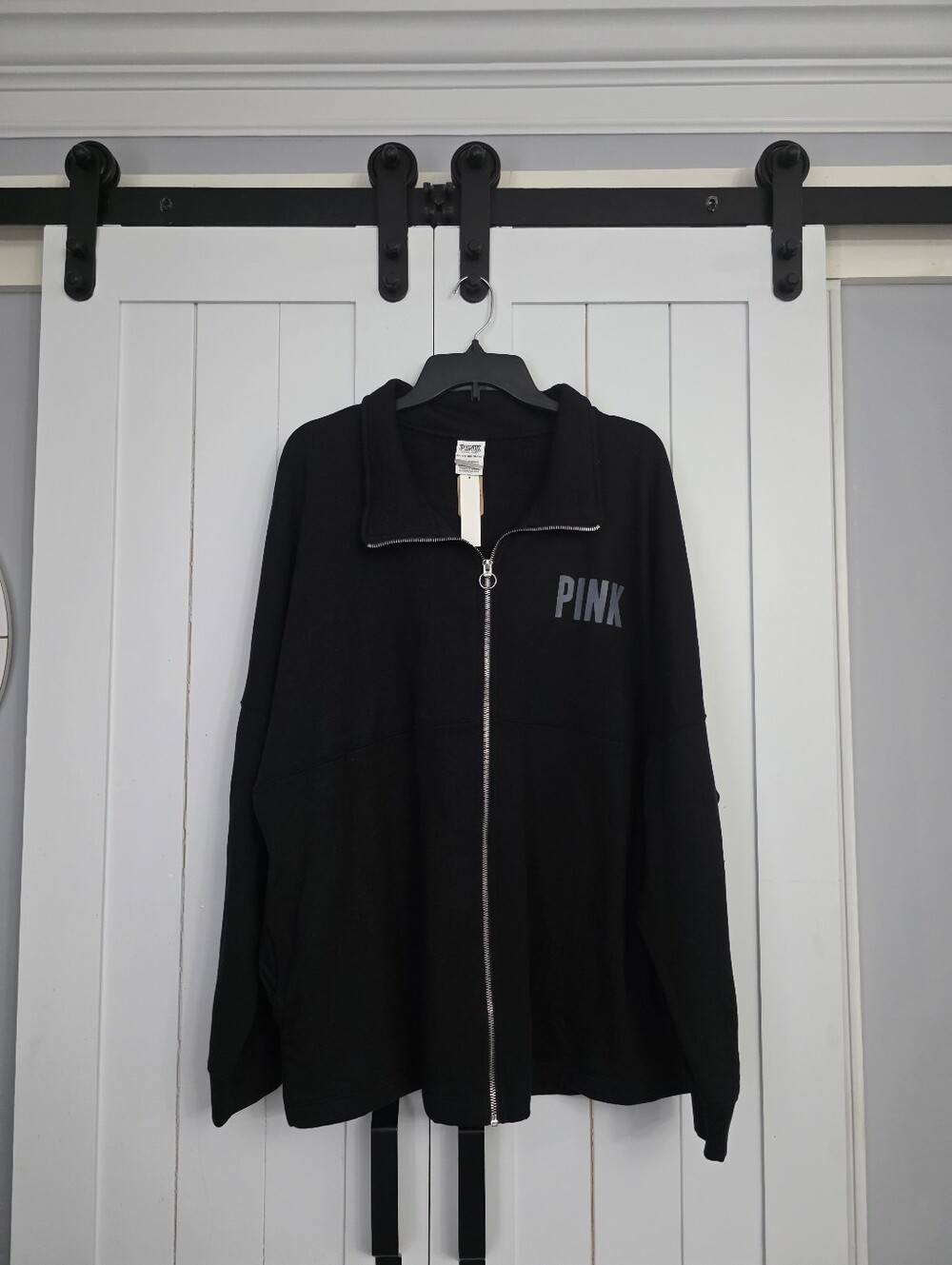 PINK FLEECE OVERSIZED ZIP-UP SWEATSHIRT. NEW!